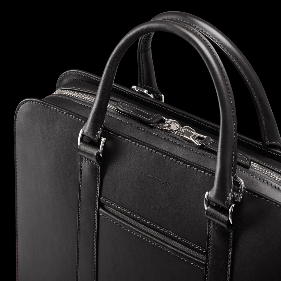 Carl Friedrik Black Vachetta Leather Pailissy Briefcase Wholesale