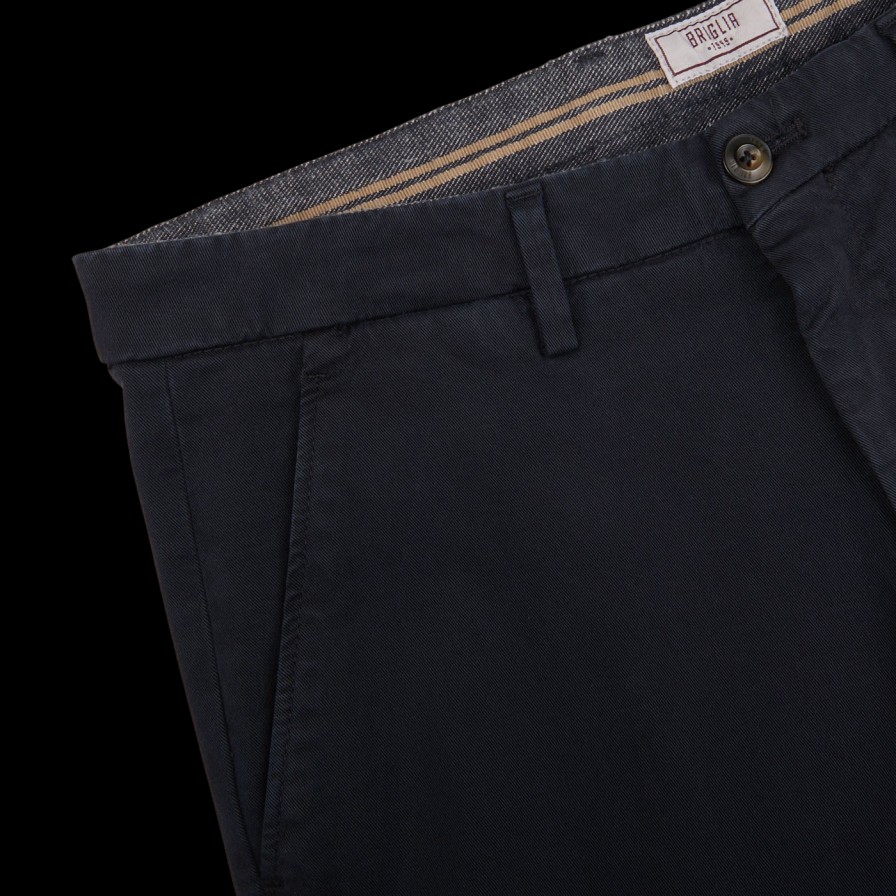 Briglia Navy Blue Cotton Stretch Bg62 Casual Chinos Wholesale