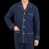 Derek Rose Blue Piped Cotton Classic Fit Pyjamas Wholesale