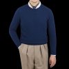 William Lockie Regatta Blue Crew Neck Lambswool Sweater New