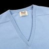 William Lockie Hyacinth Blue V-Neck Cashmere Sweater Clearance