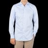 Finamore Light Blue Fine Cotton Twill Cut-Away Shirt New