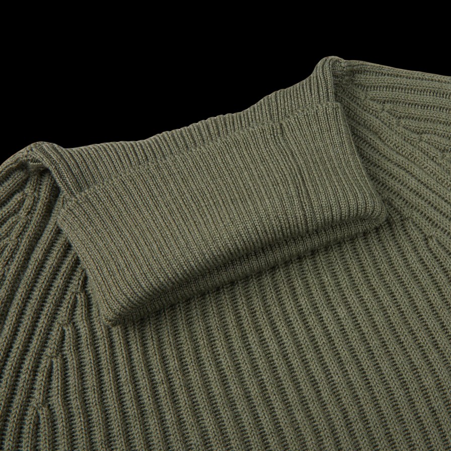 Zanone Sage Green Ribbed Wool Rollneck New