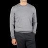 Gran Sasso Grey Melange Bicolour Merino Wool Crewneck Wholesale