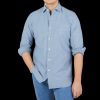 Finamore Washed Blue Cotton Chambray Casual Shirt Best