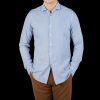 Xacus Light Blue Washed Cotton Twill Casual Shirt Wholesale