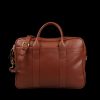 Frank Clegg Chestnut Tumbled Leather Commuter Briefcase Hot