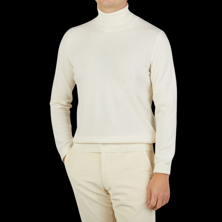 Zanone Ecru Beige Wool Cashmere Rollneck Best