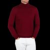 Gran Sasso Burgundy Merino Wool Roll Neck Hot