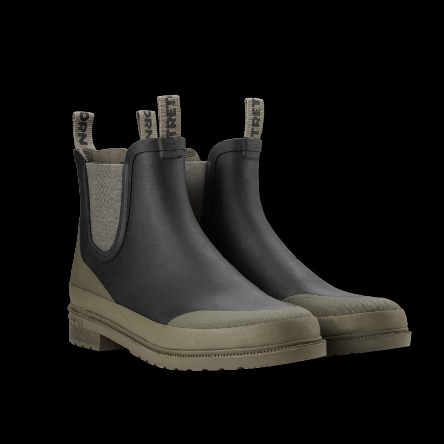 Tretorn Black Green Rubber Offroad Chelsea Boots Wholesale