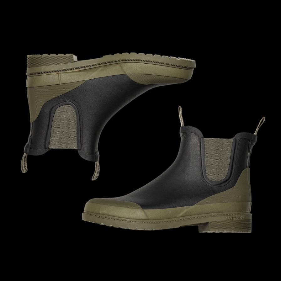 Tretorn Black Green Rubber Offroad Chelsea Boots Wholesale