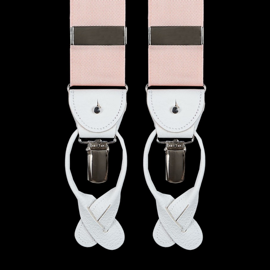 Albert Thurston Light Pink Nylon White Leather 40 Mm Braces Clearance