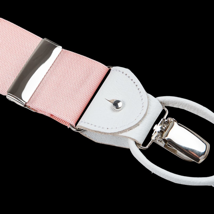 Albert Thurston Light Pink Nylon White Leather 40 Mm Braces Clearance