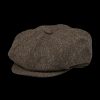 Wigéns Brown Herringbone Wool Tweed Baker Boy Cap Clearance