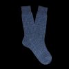 Bresciani Blue Melange Ribbed Linen Socks New