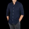 Finamore Dark Blue Cotton Flannel Casual Shirt Hot