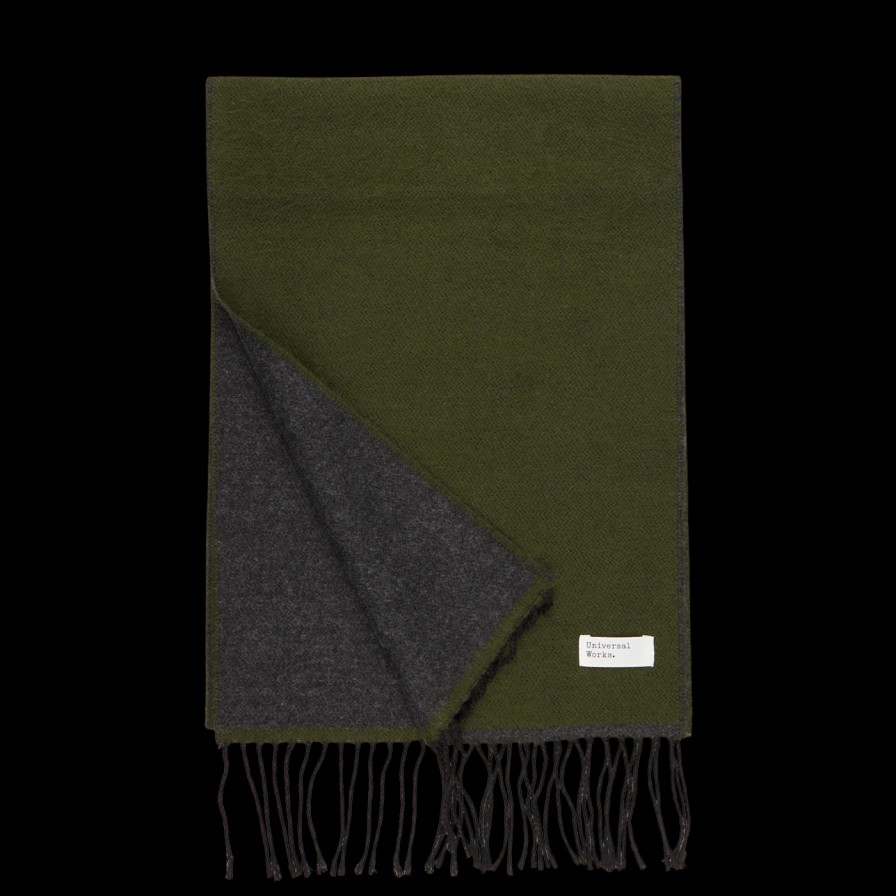 Universal Works Green Charcoal Double Sided Acrylic Scarf Clearance