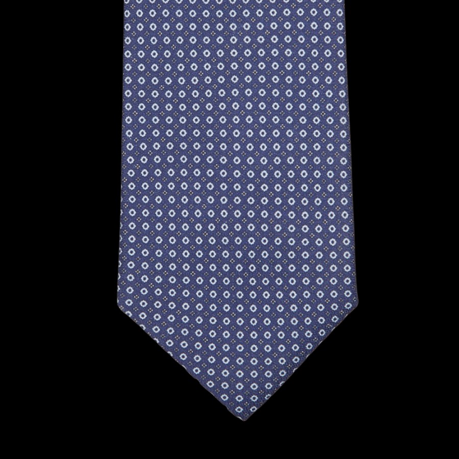 Gierre Milano Dark Blue Dot Printed Silk Lined Tie Best