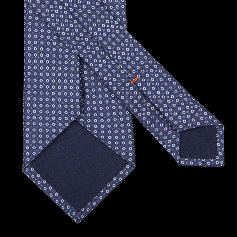 Gierre Milano Dark Blue Dot Printed Silk Lined Tie Best