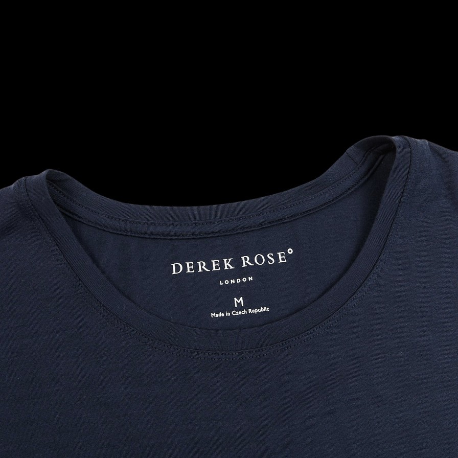 Derek Rose Navy Blue Micro Modal Stretch T-Shirt New