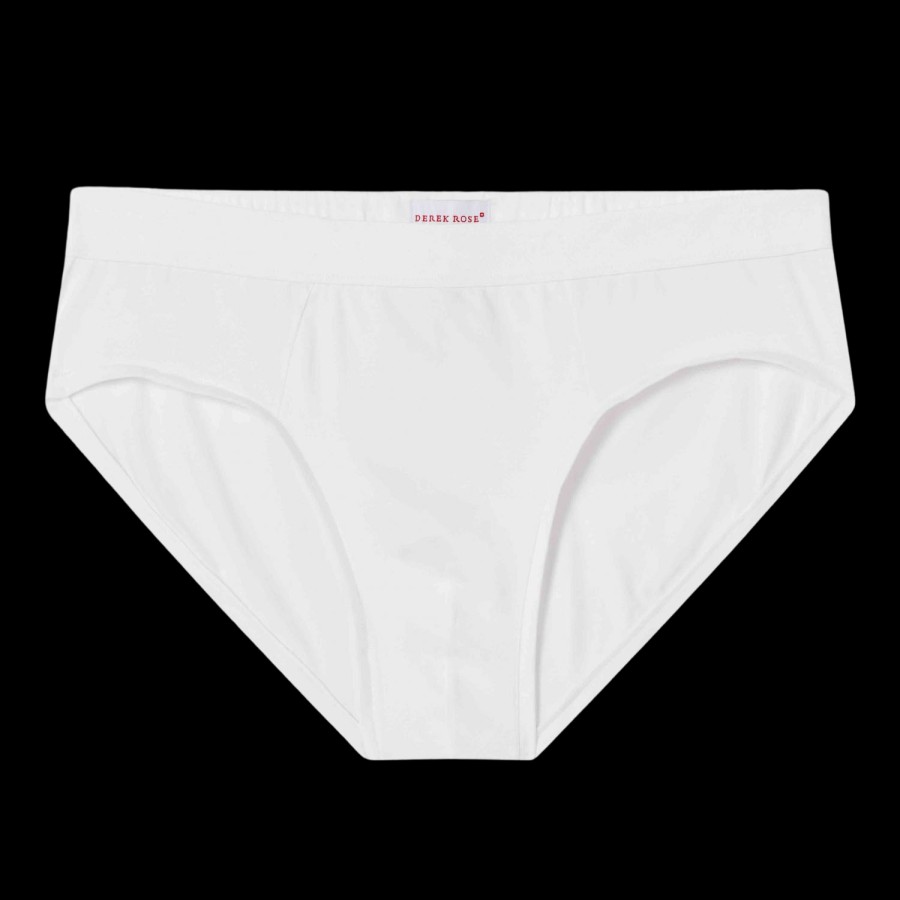 Derek Rose White Pima Cotton Stretch Mid Briefs Clearance