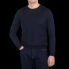 Gran Sasso Navy Wool Silk Crew Neck Sweater Hot