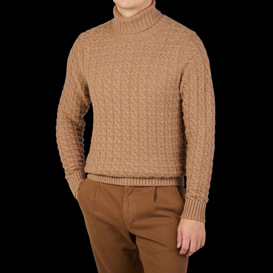 Zanone Camel Brown Alpaca Wool Rollneck New