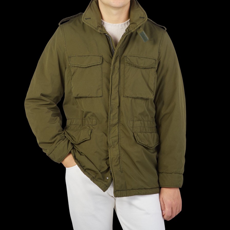 Aspesi Dark Green Nylon Padded Field Jacket Hot