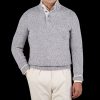 Gran Sasso Grey Melange Wool Quarter Button Sweater Online