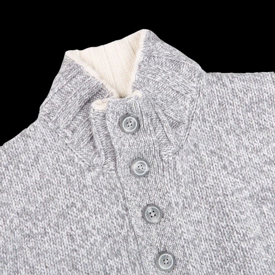 Gran Sasso Grey Melange Wool Quarter Button Sweater Online