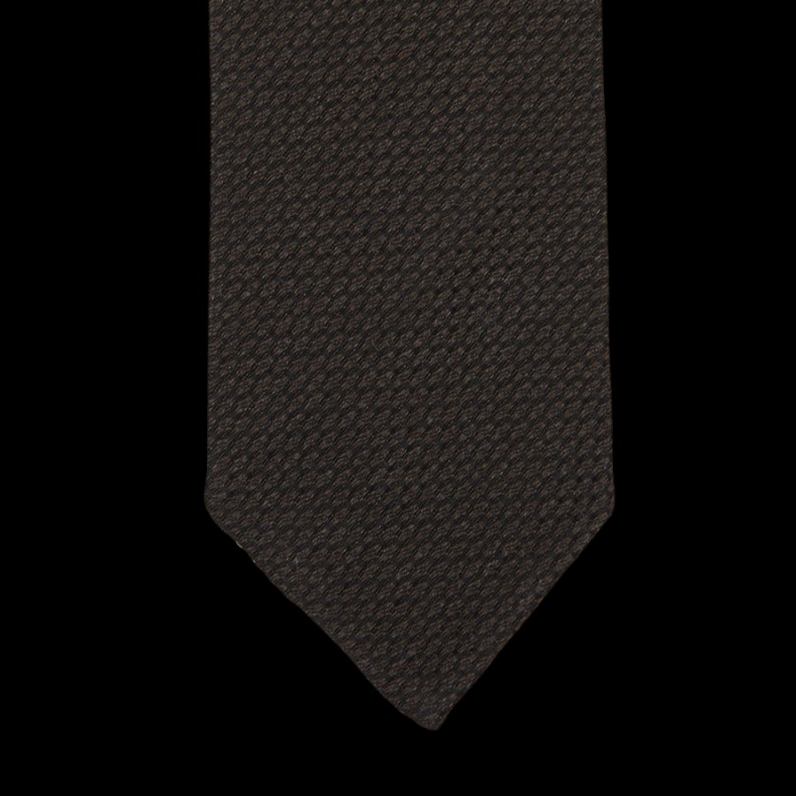 Gierre Milano Dark Brown Wool Cotton Grenadine Unlined Tie Hot