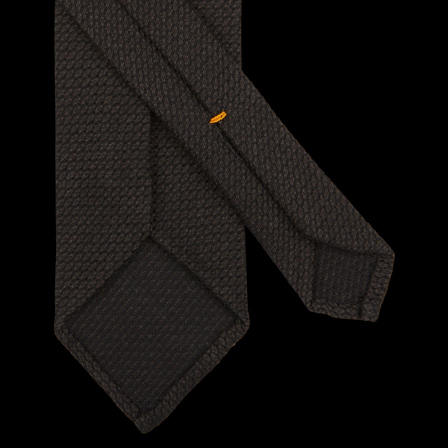 Gierre Milano Dark Brown Wool Cotton Grenadine Unlined Tie Hot