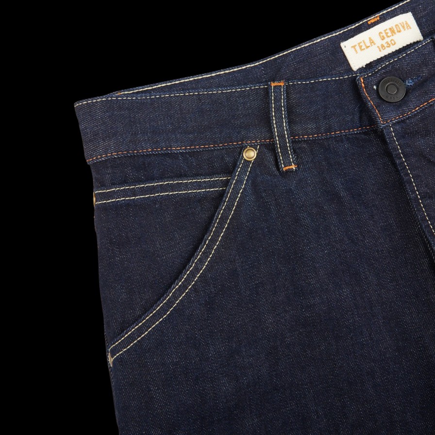 Tela Genova Raw Blue Cotton Selvedge Jeans Clearance