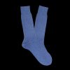 Bresciani Light Blue Ribbed Wool Cashmere Socks Wholesale