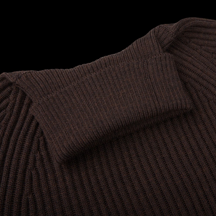 Zanone Dark Brown Ribbed Wool Rollneck New