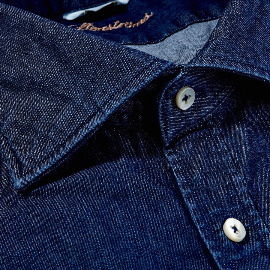 Stenströms Blue Denim Cutaway Fitted Body Shirt Best