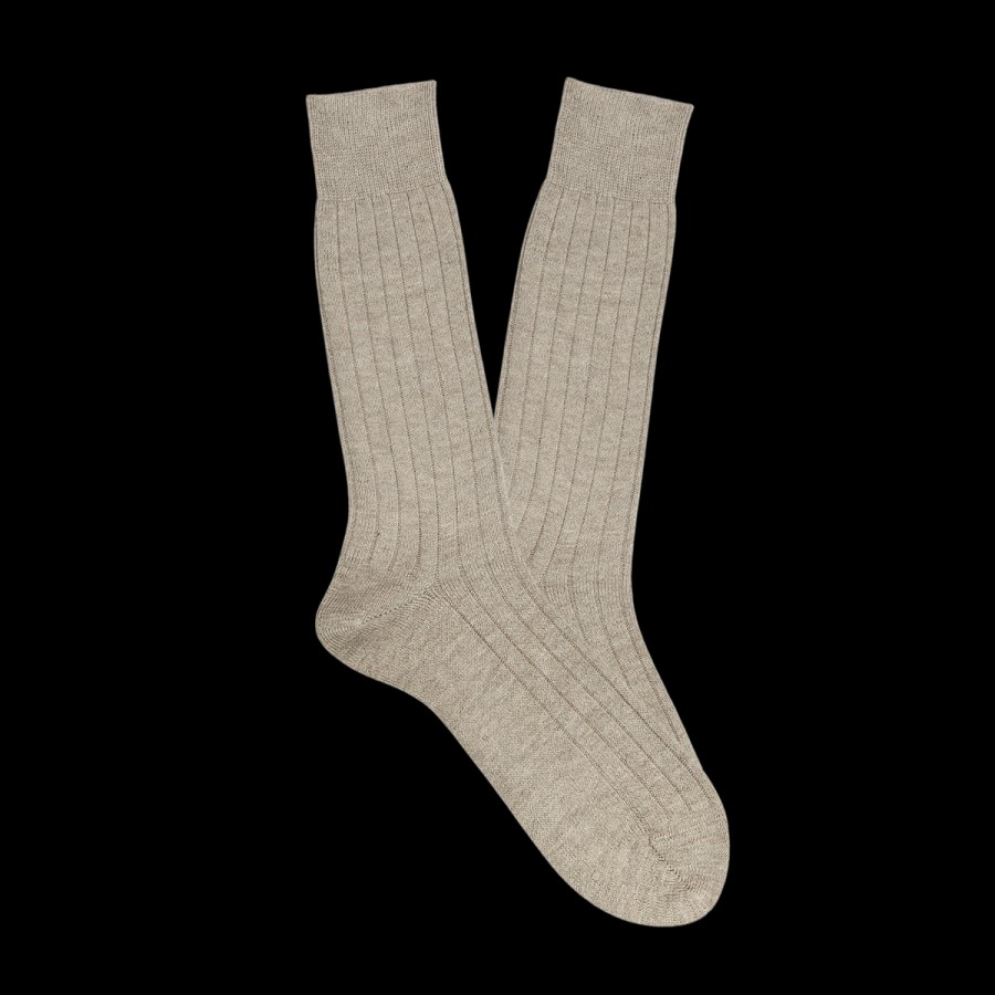 Bresciani Beige Ribbed Wool Cashmere Socks Best