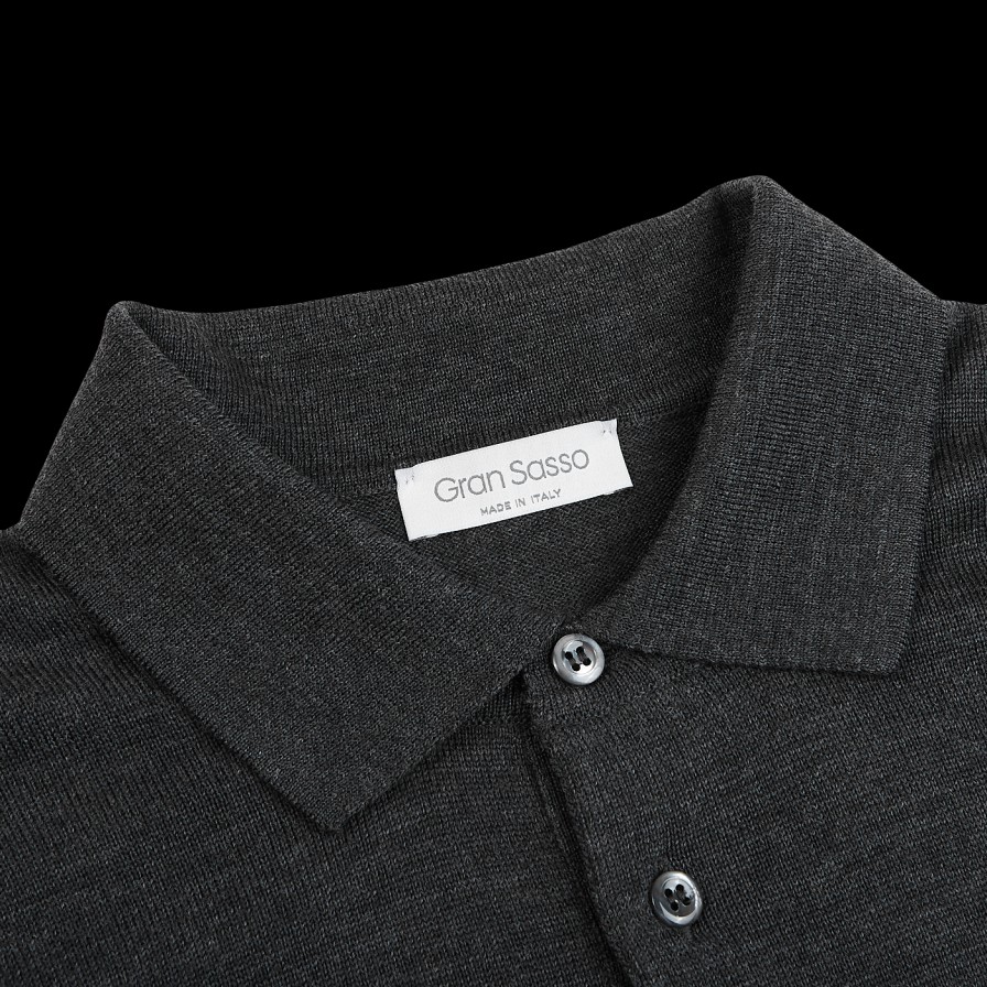 Gran Sasso Grey Extra Fine Merino Wool Polo Shirt Online