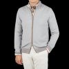 Gran Sasso Light Grey Wool Cashmere Zip Cardigan Online