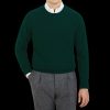 William Lockie Bottle Green Crew Neck Cashmere Sweater Best