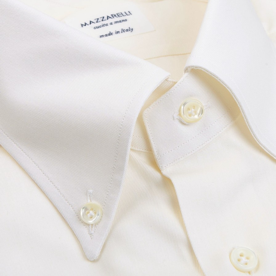 Mazzarelli Off White Cotton Twill Bd Regular Shirt Wholesale