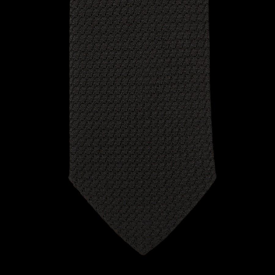 Amanda Christensen Black Grenadine Grossa Lined Silk Tie Clearance