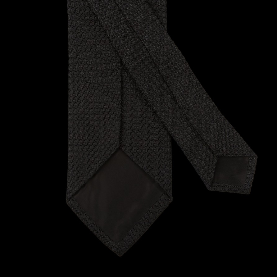 Amanda Christensen Black Grenadine Grossa Lined Silk Tie Clearance