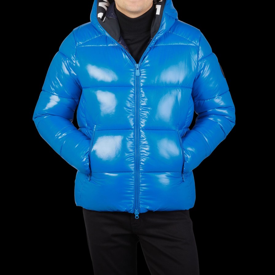 Save The Duck Blue Quilted Edgard Nylon Jacket Clearance