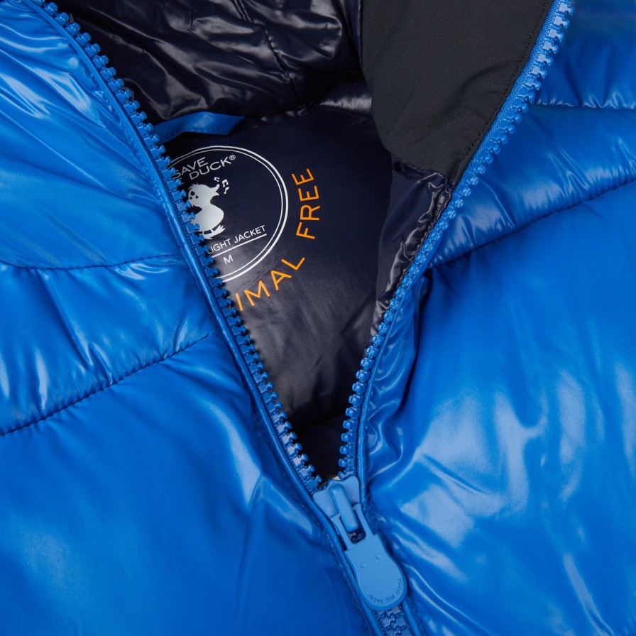 Save The Duck Blue Quilted Edgard Nylon Jacket Clearance