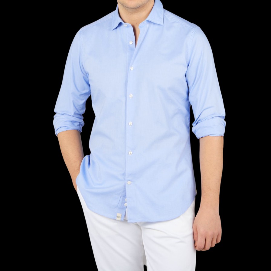 Tintoria Mattei Blue Cotton Oxford Casual Shirt Hot