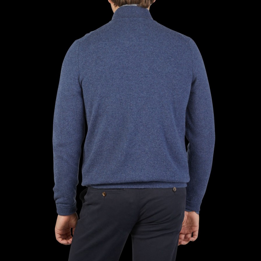 Fedeli Dark Blue Cashmere Full-Zip Cardigan Best