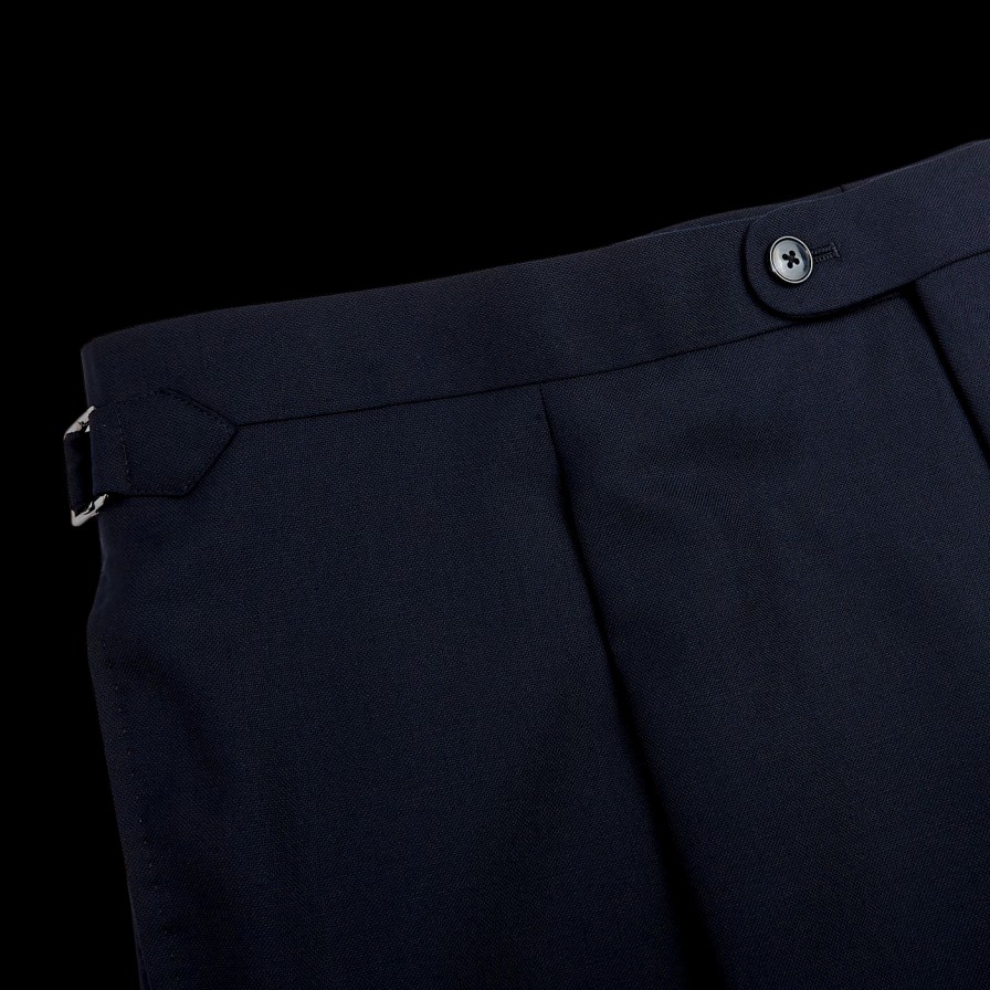 Baltzar Sartorial Navy Super 100'S Wool Pleated Suit Trousers Online