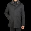 Herno Charcoal Wool Twill Beaver Collar Jacket New