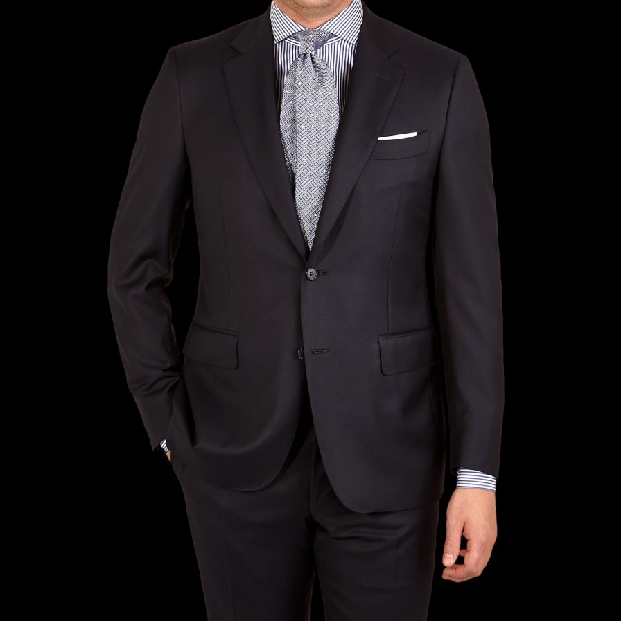 Canali Navy Blue Wool Notch Lapel Suit Online